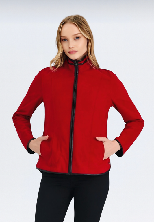 Çift Taraflı Kadın Süet Ceket Model B | Kırmızı