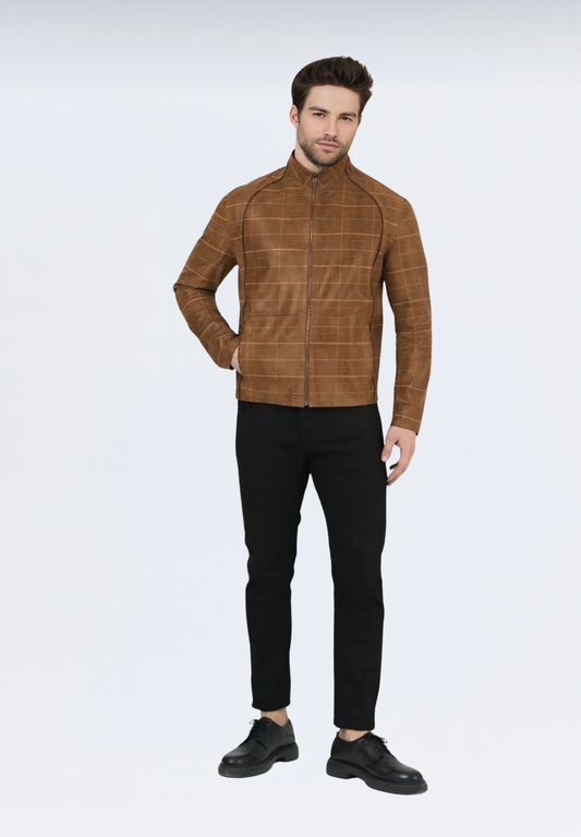 Digital Çift Taraflı Erkek Süet Ceket | Taba