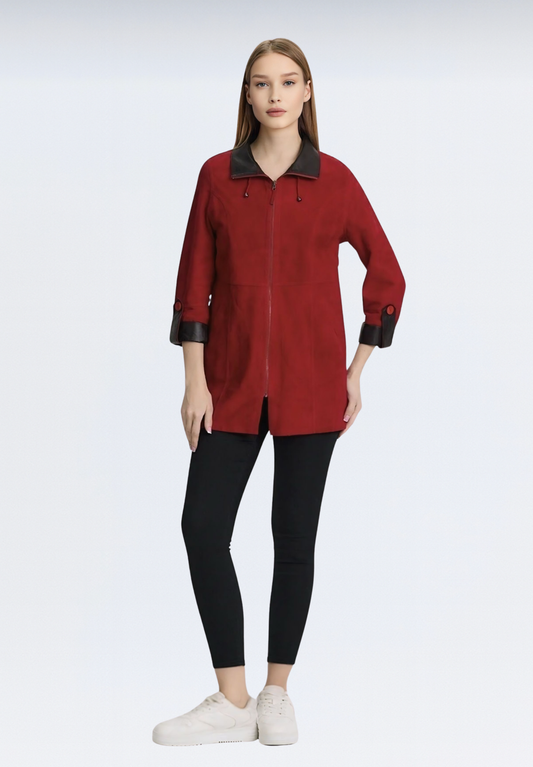 Siena Çift Taraflı Süet Ceket | Kırmızı