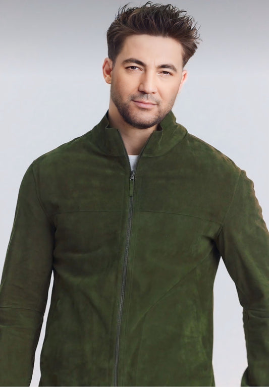 Khaki Reversible Goat Suede Jacket