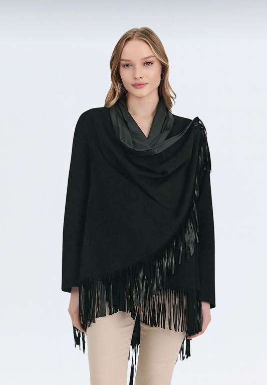 Salisbury Lüks Süet Kadın Panço | Taba