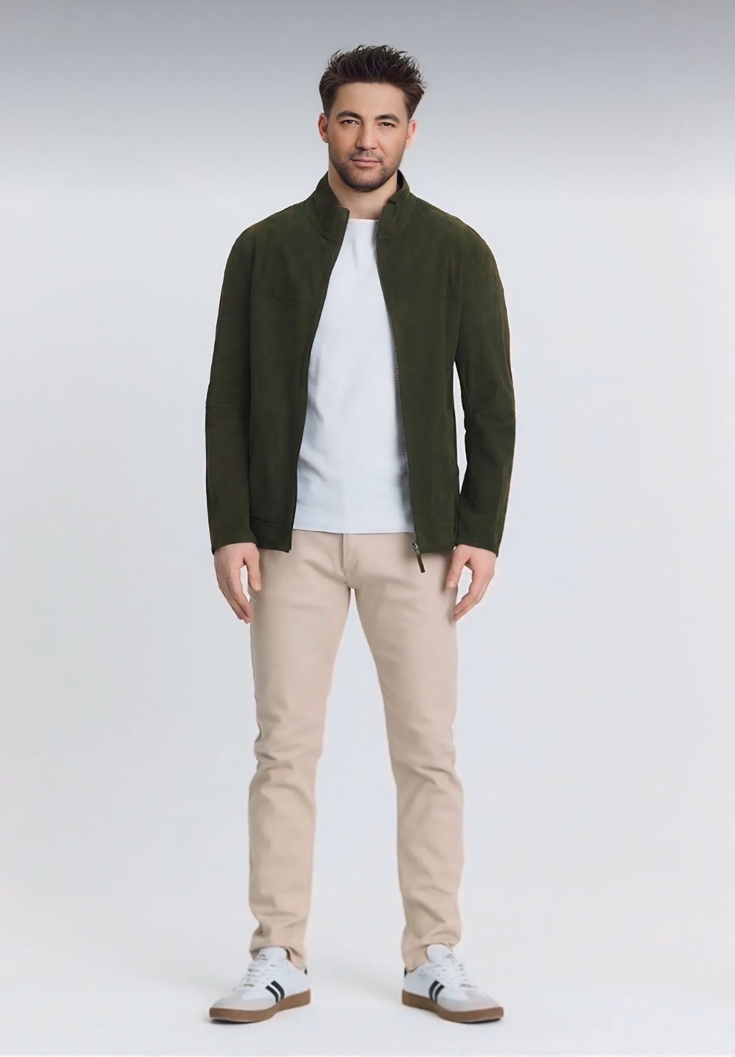 Khaki Reversible Goat Suede Jacket
