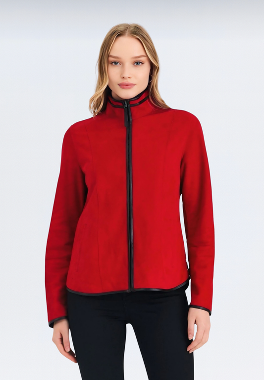 Çift Taraflı Kadın Süet Ceket Model B | Kırmızı