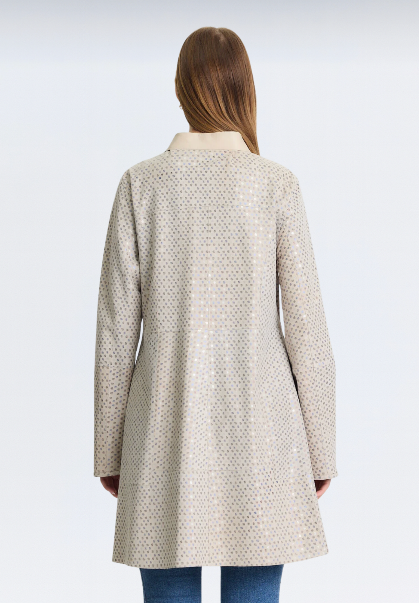 Çift Taraflı Puantiye Baskılı Kadın Trençkot