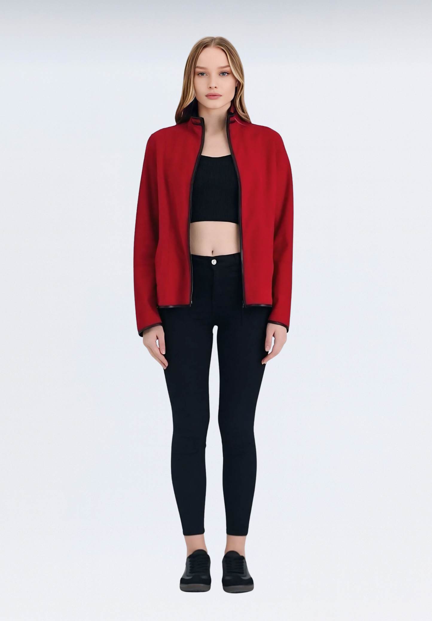 Çift Taraflı Kadın Süet Ceket Model B | Kırmızı