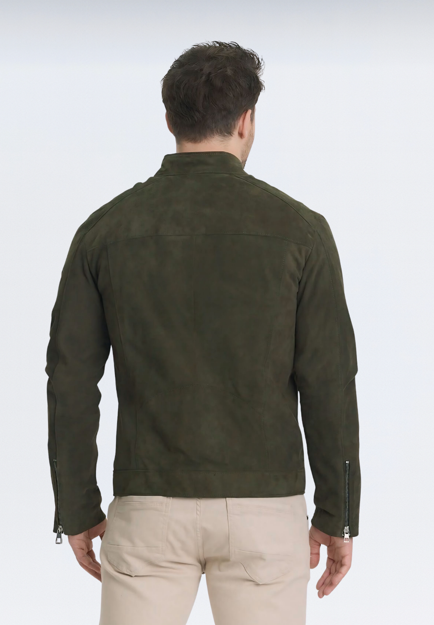 Premium Süet Erkek Deri Ceket | Haki