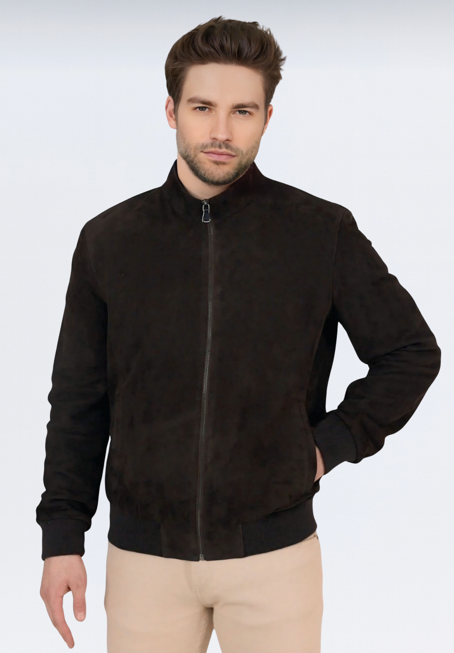 Trikolu Süet Erkek Deri Ceket | Tokyo Kahverengi