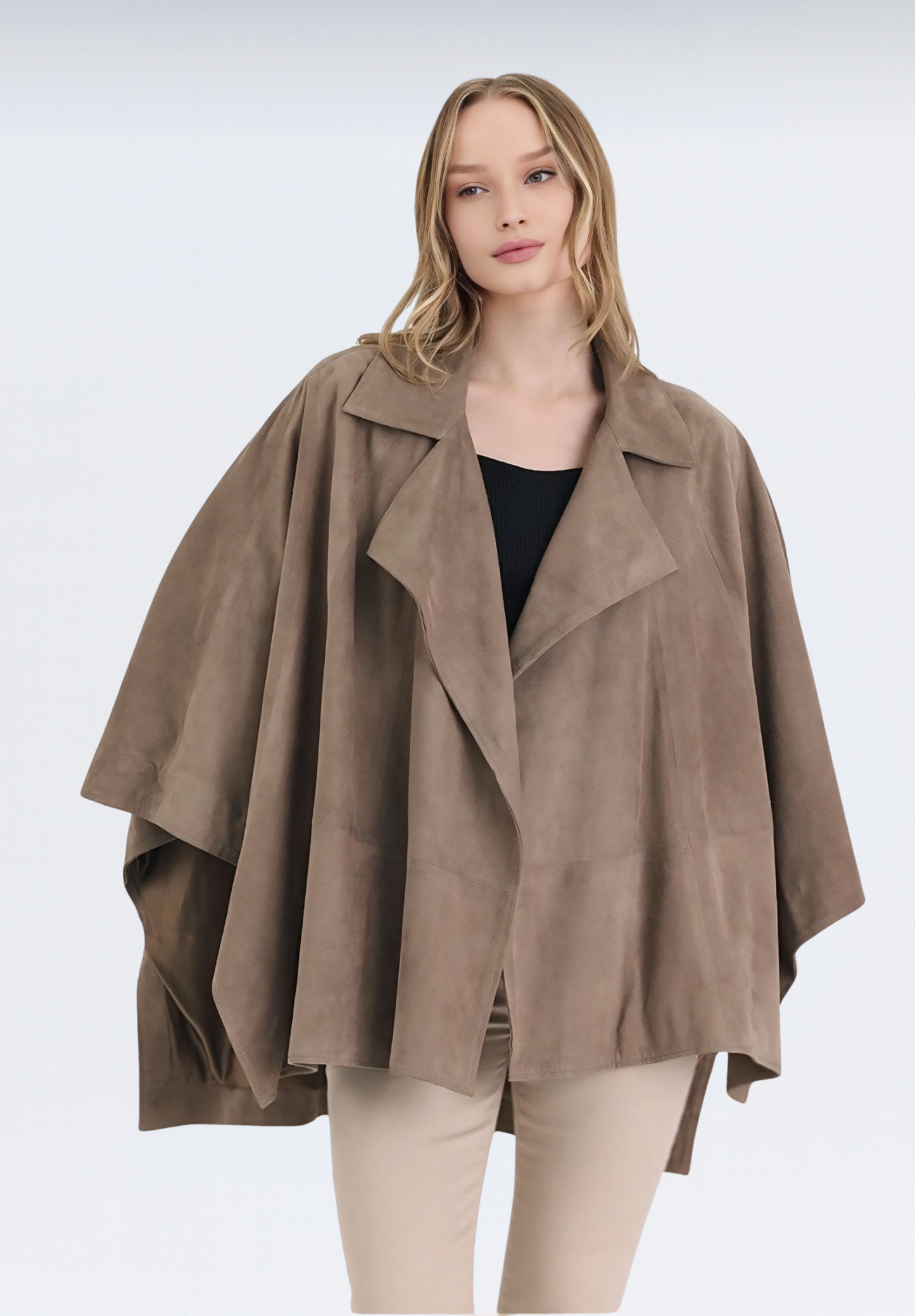 Yarasa Kol Süet Kadın Panço | Melena Vizon