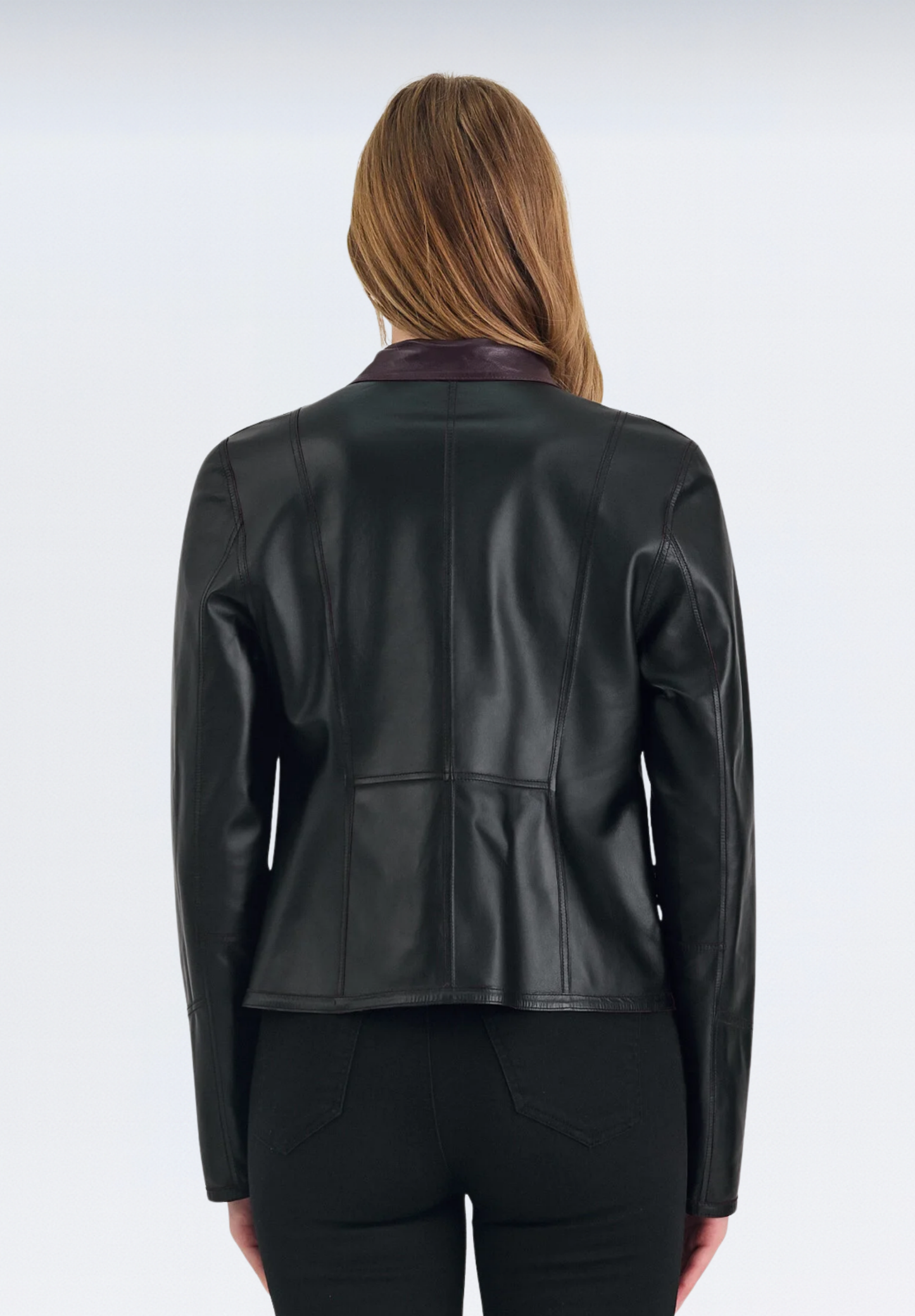 Çift Taraflı Lüks Kadın Deri Ceket | Mor Elfu