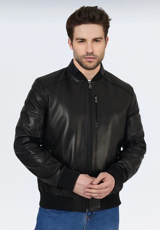 Premium Padova Kuzu Derisi Erkek Ceket | Siyah