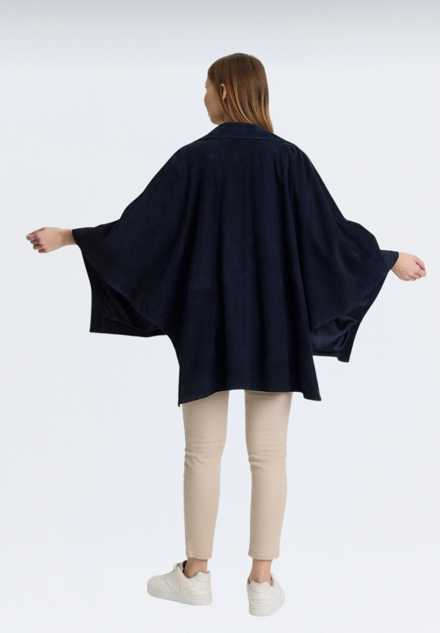 Yarasa Kol Süet Kadın Panço | Melena Lacivert