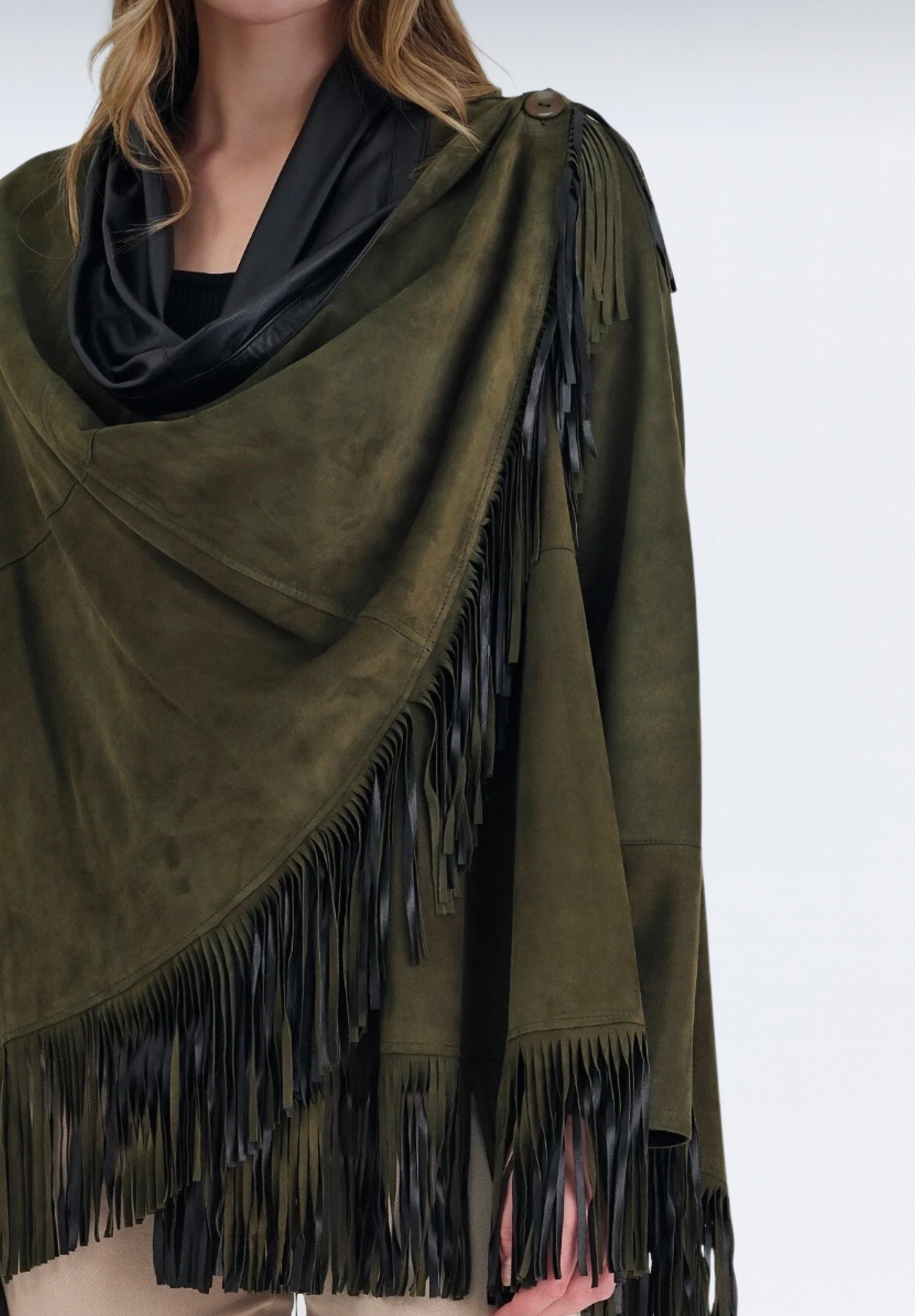 Salisbury Lüks Süet Kadın Panço | Haki