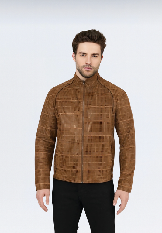 Digital Çift Taraflı Erkek Süet Ceket | Taba