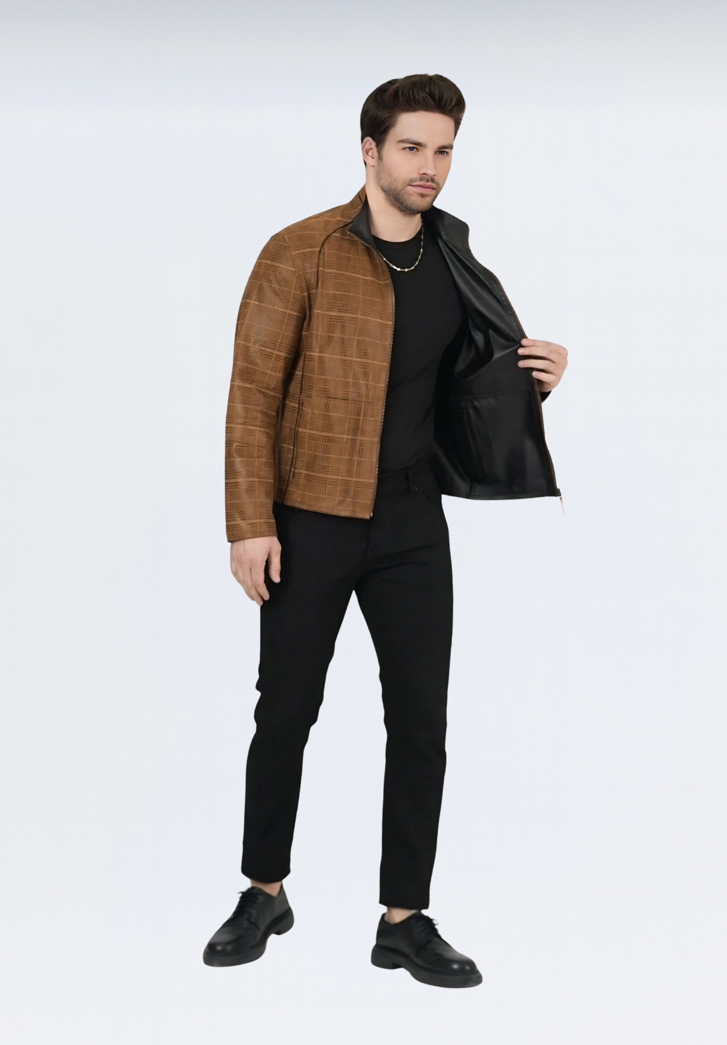 Digital Çift Taraflı Erkek Süet Ceket | Taba