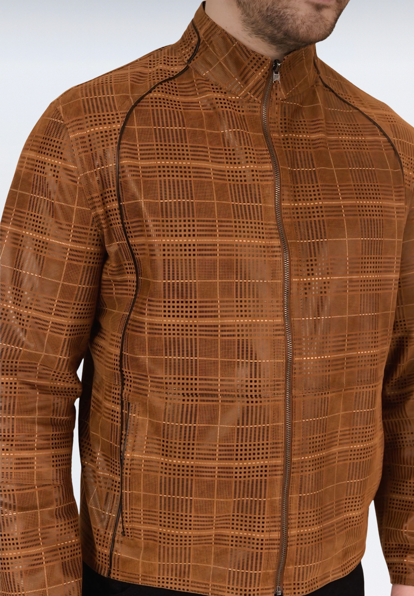 Digital Çift Taraflı Erkek Süet Ceket | Taba