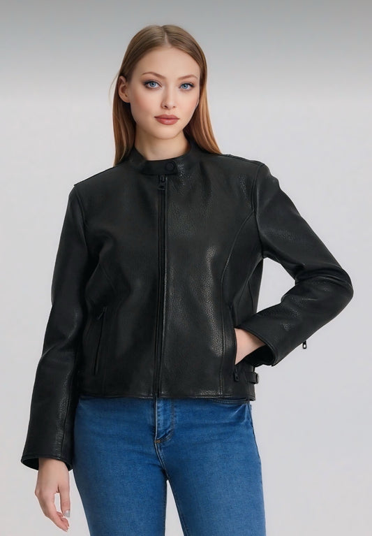 Crispy Women's Jacket with Black Lambskin