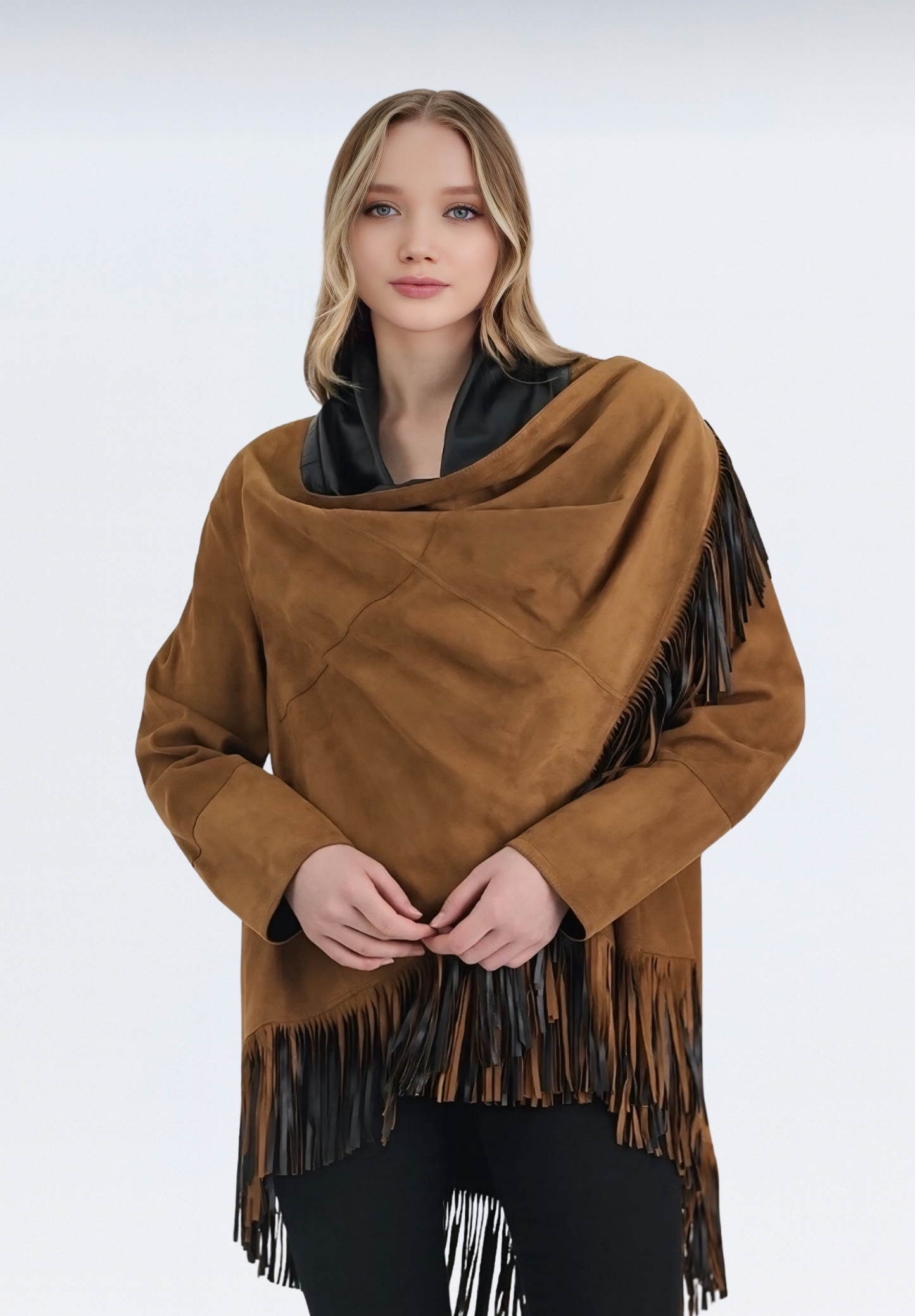 Salisbury Lüks Süet Kadın Panço | Taba