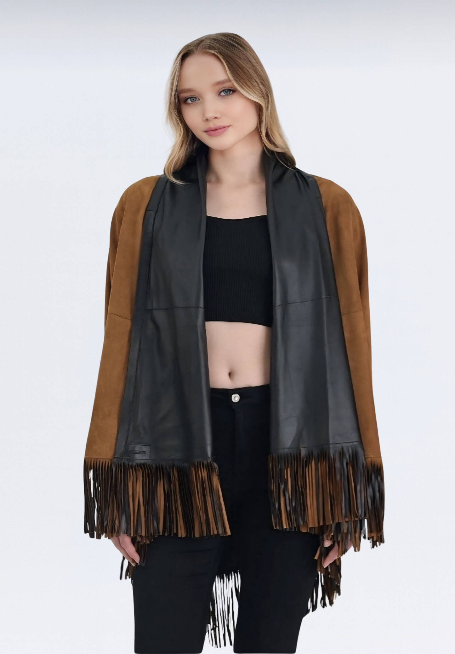 Salisbury Lüks Süet Kadın Panço | Taba