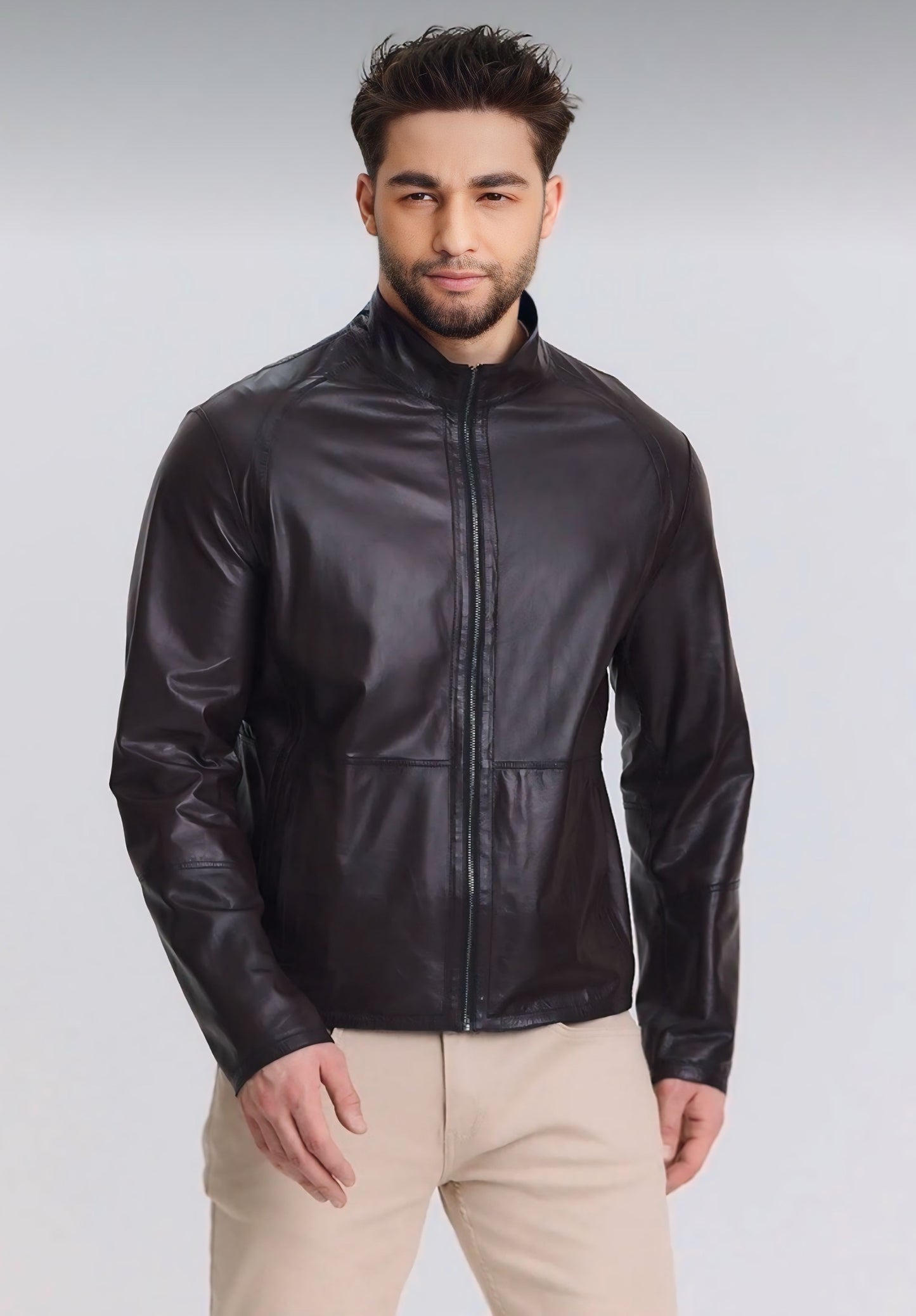 Navy Blue Goat Suede Reversible Jacket