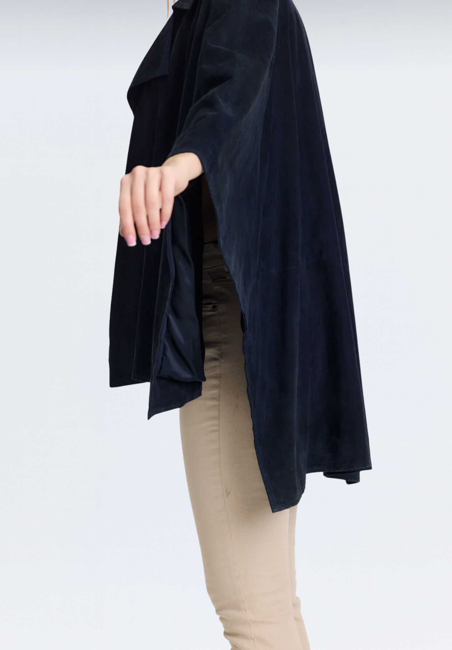 Yarasa Kol Süet Kadın Panço | Melena Lacivert