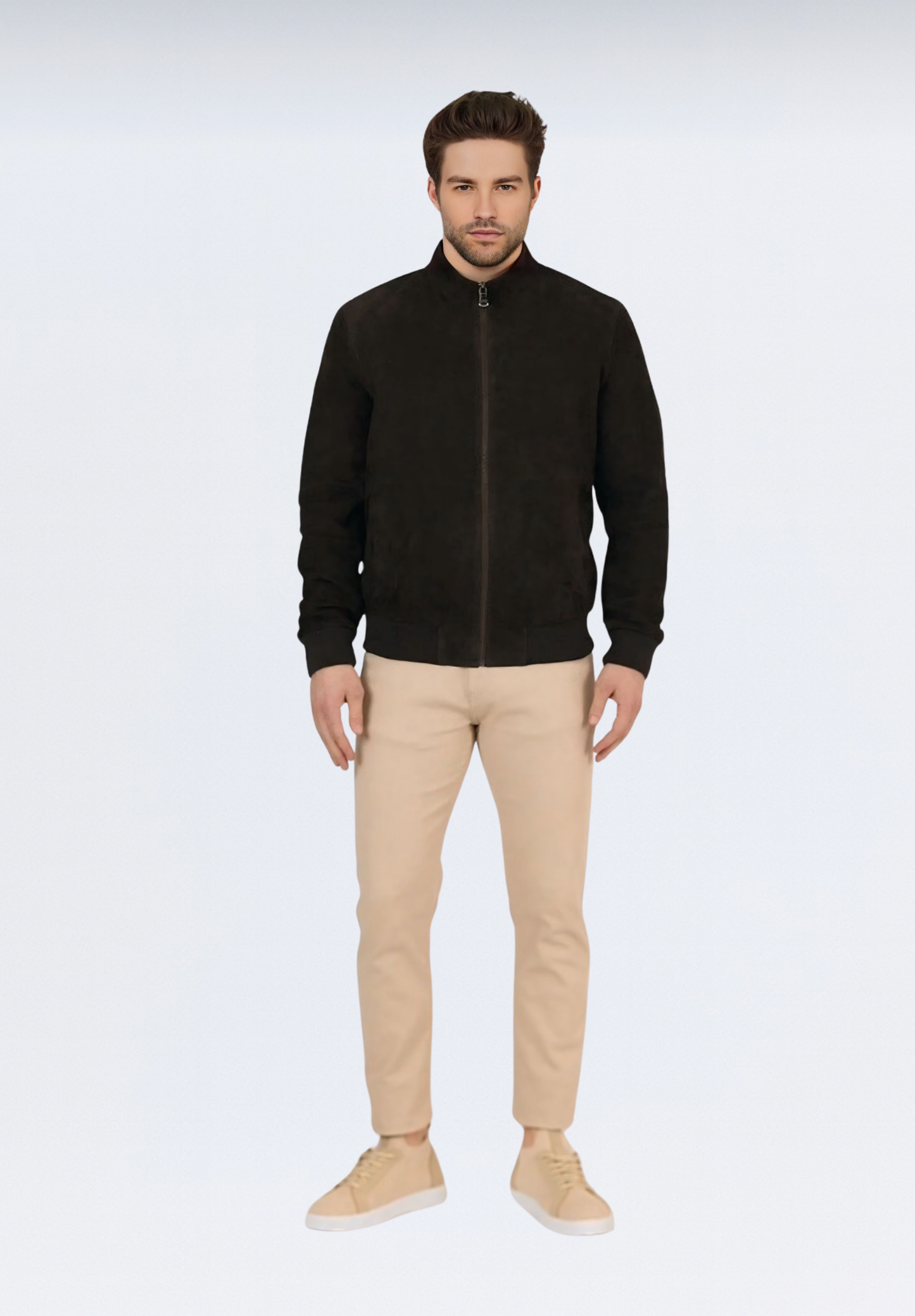 Trikolu Süet Erkek Deri Ceket | Tokyo Kahverengi