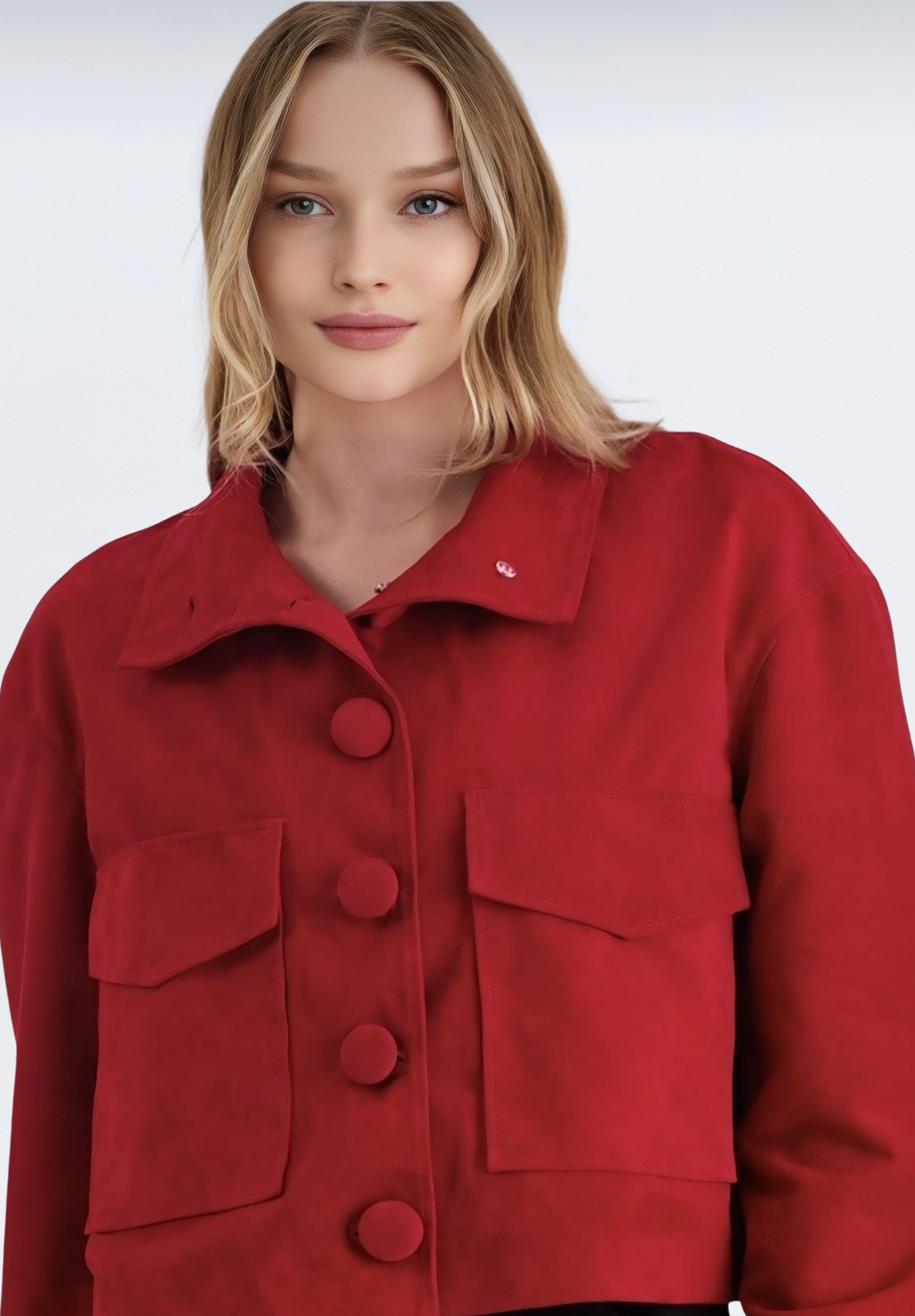 Diana Süet Deri Ceket | Kırmızı