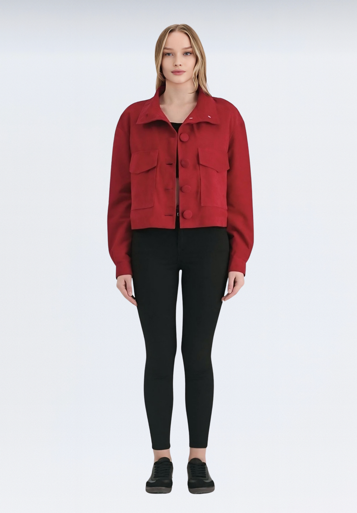 Diana Süet Deri Ceket | Kırmızı