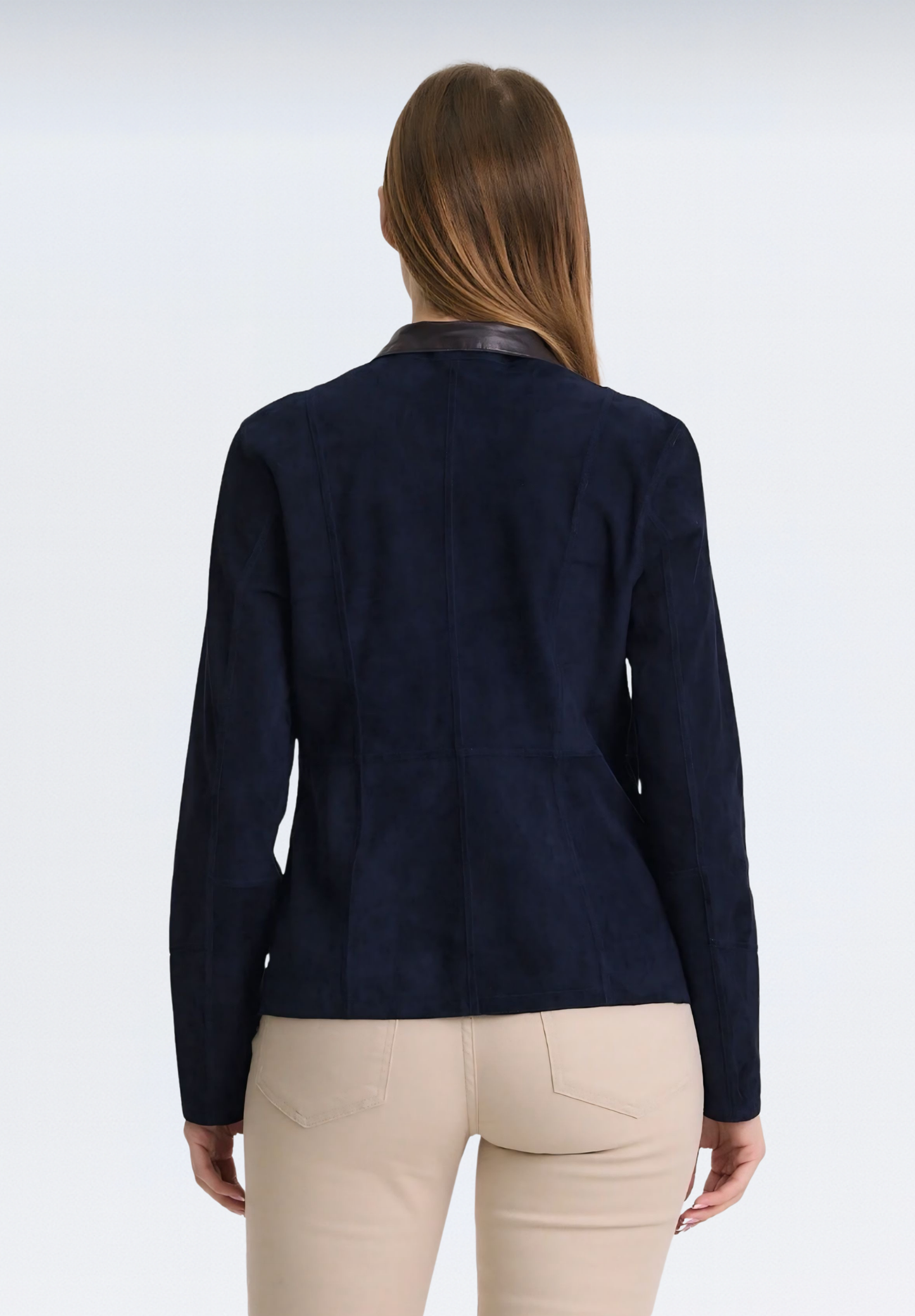 Çift Taraflı Süet Kadın Deri Ceket | Lacivert