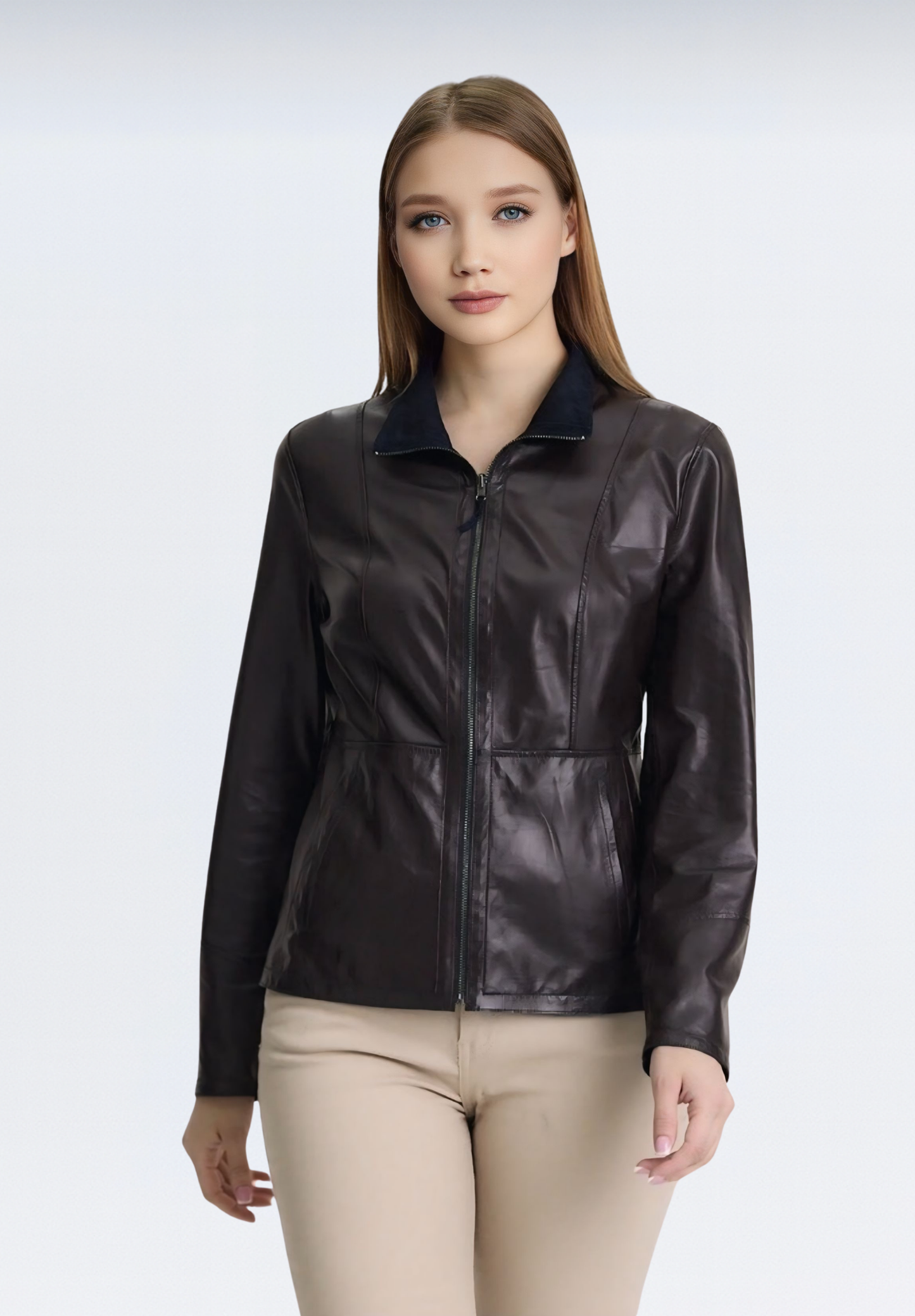 Çift Taraflı Süet Kadın Deri Ceket | Lacivert