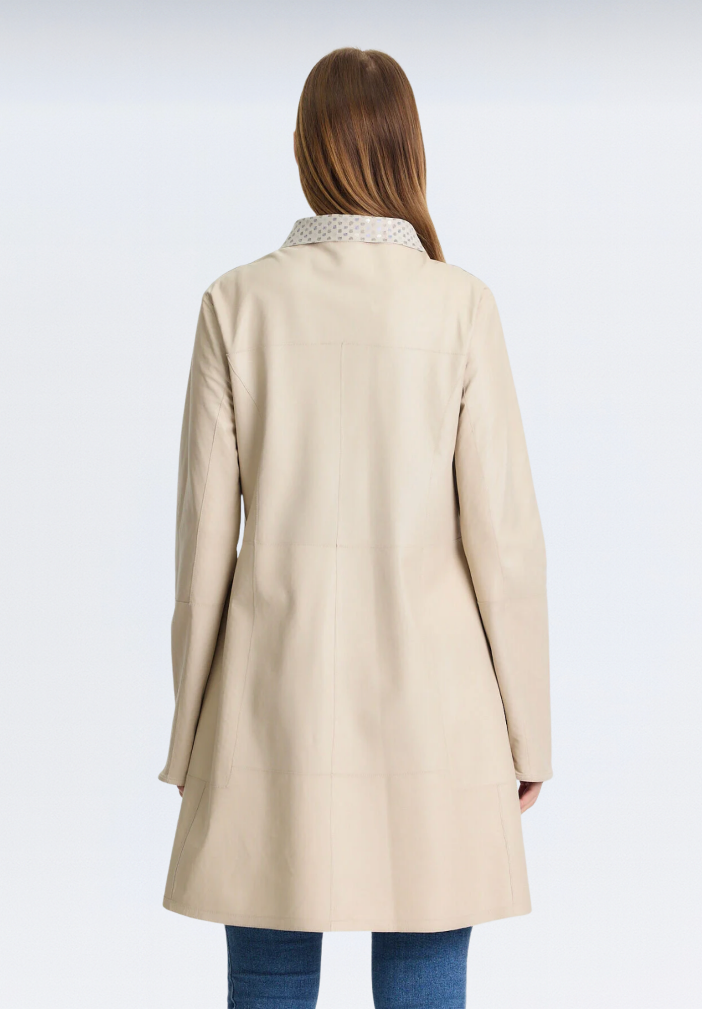 Çift Taraflı Puantiye Baskılı Kadın Trençkot