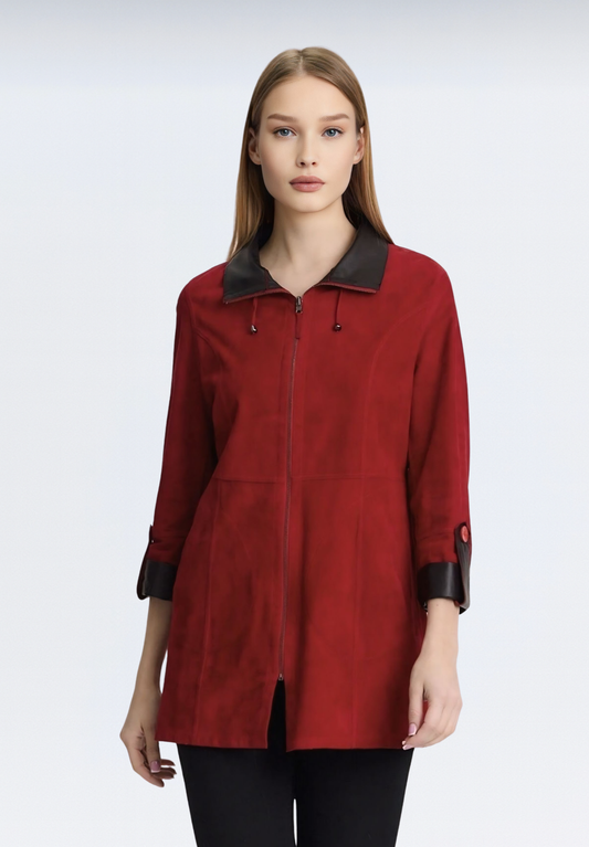 Siena Çift Taraflı Süet Ceket | Kırmızı