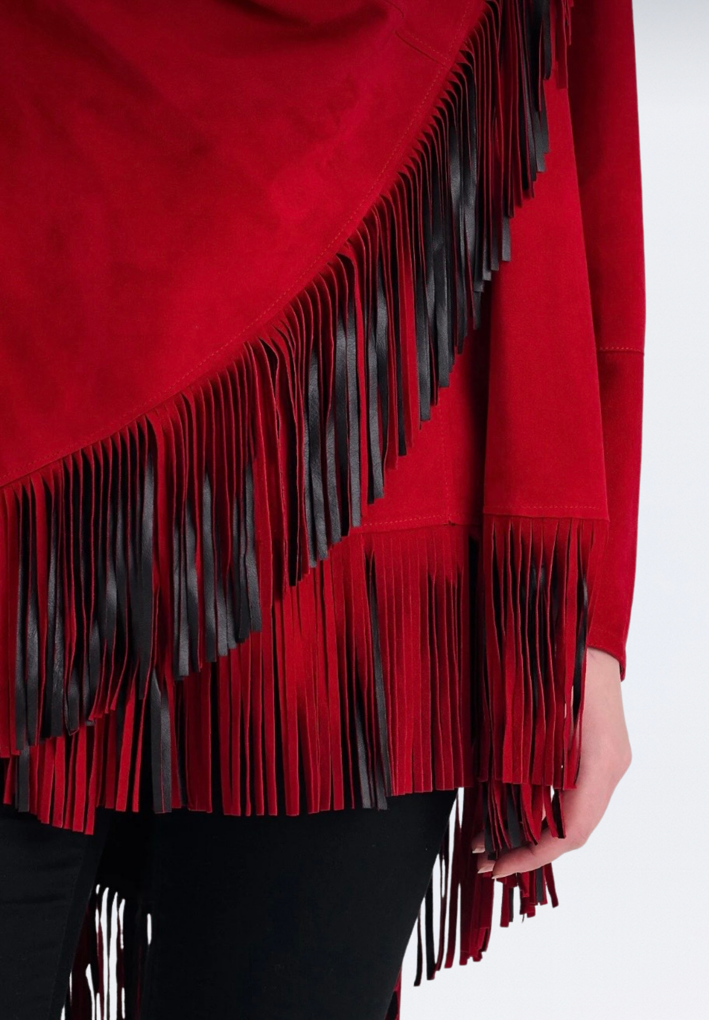 Salisbury Lüks Süet Kadın Panço | Kırmızı