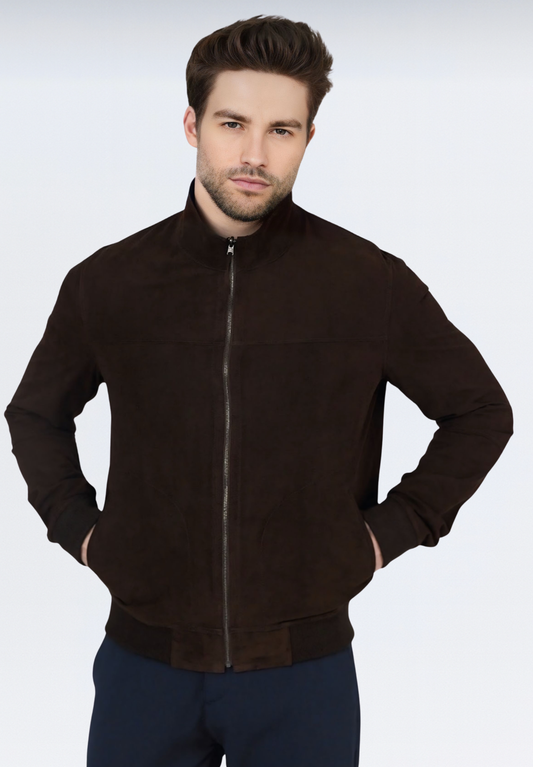 Çift Taraflı Süet Erkek Deri Ceket | Kahverengi