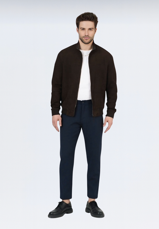 Çift Taraflı Süet Erkek Deri Ceket | Kahverengi