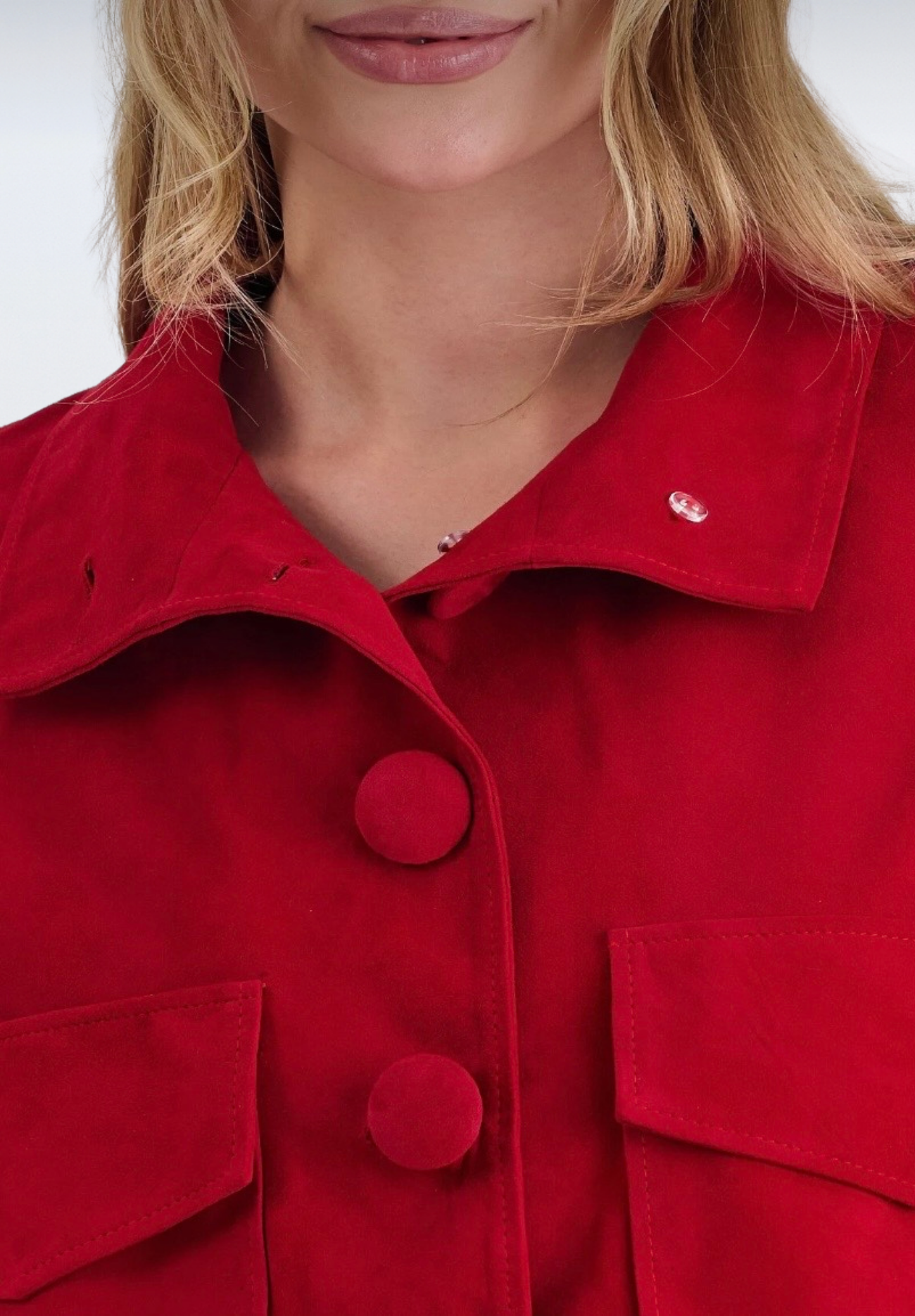 Diana Süet Deri Ceket | Kırmızı