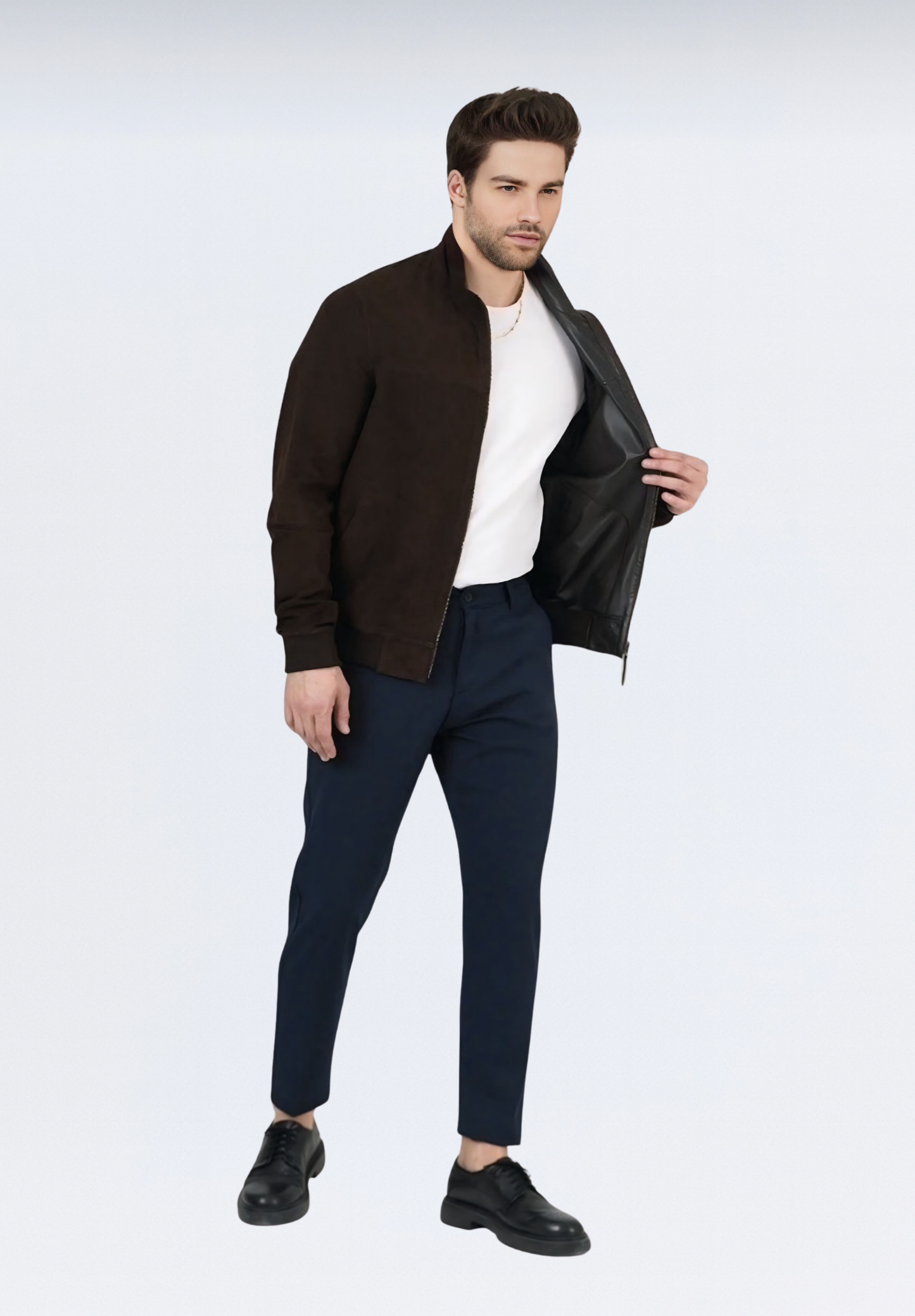 Çift Taraflı Süet Erkek Deri Ceket | Kahverengi