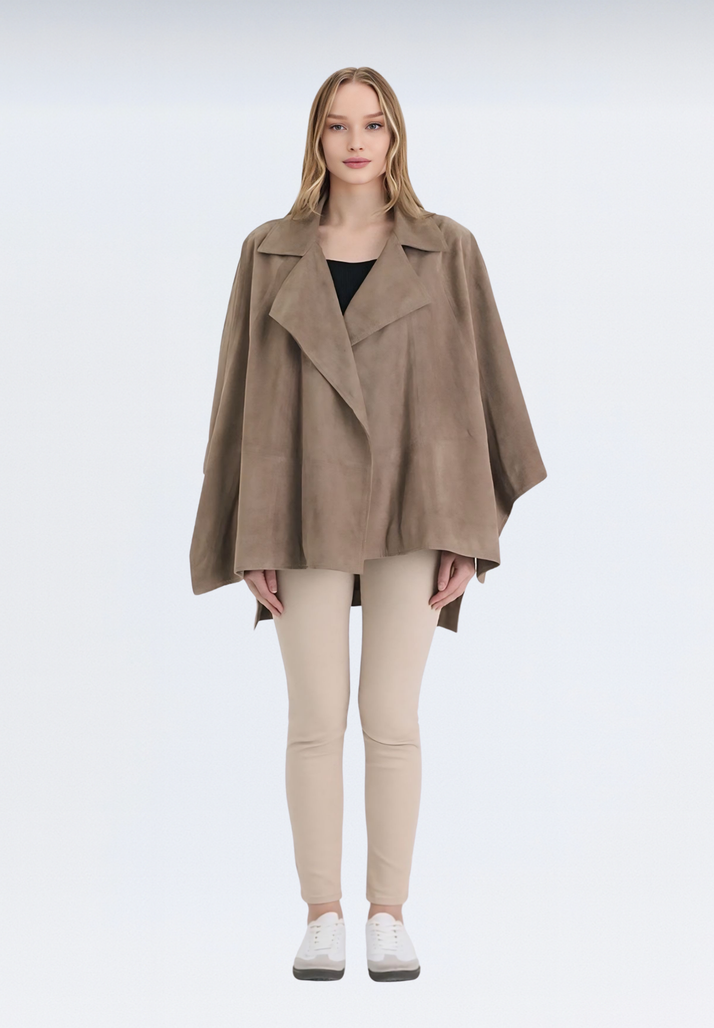 Yarasa Kol Süet Kadın Panço | Melena Vizon