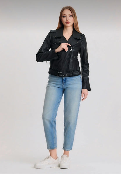 Black Lambskin BIKER Women's Jacket