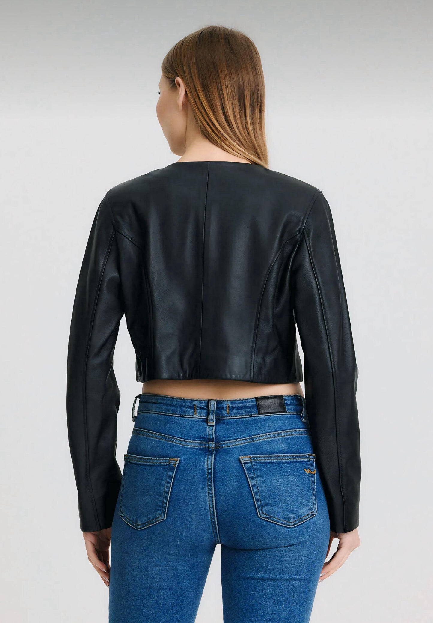 Black Lambskin Zippered Women's Jacket - Model X
