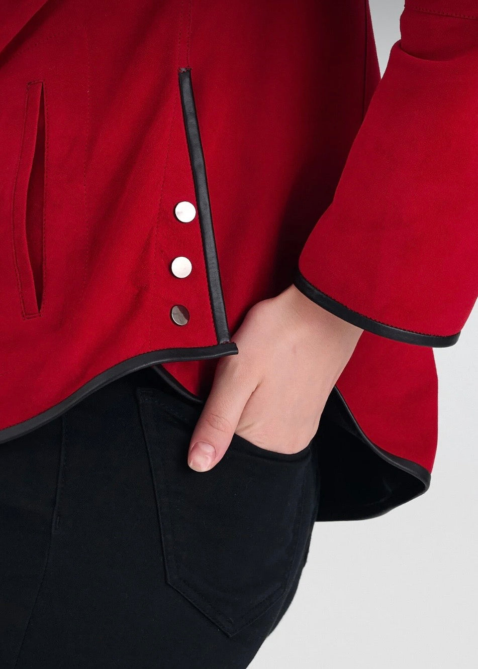 Çift Taraflı Kadın Süet Ceket Model B | Kırmızı
