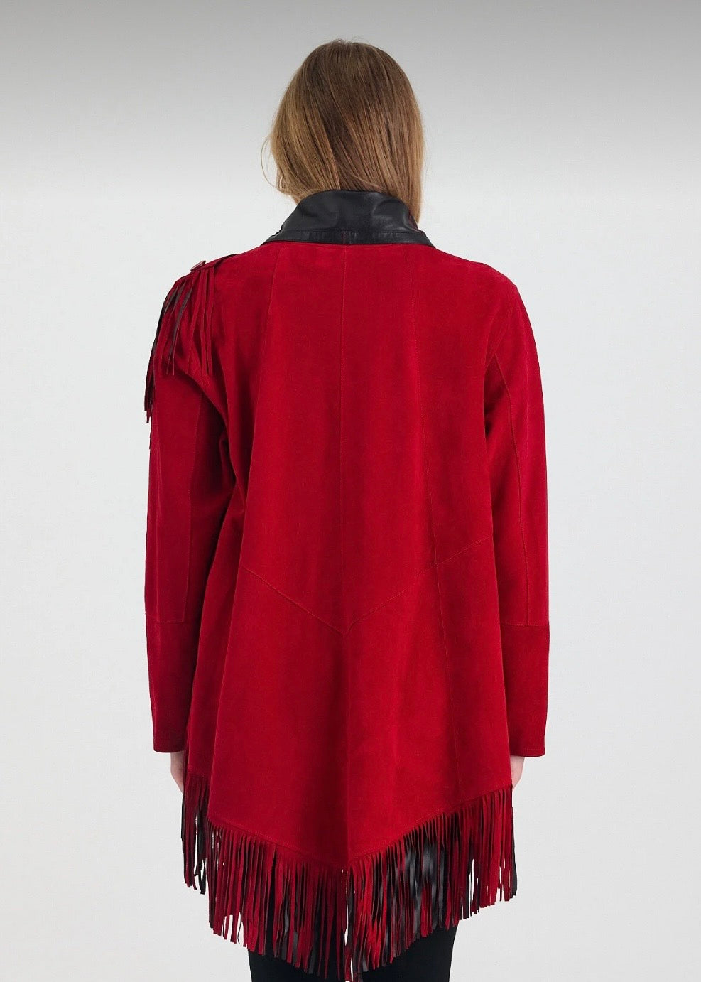 Salisbury Lüks Süet Kadın Panço | Kırmızı