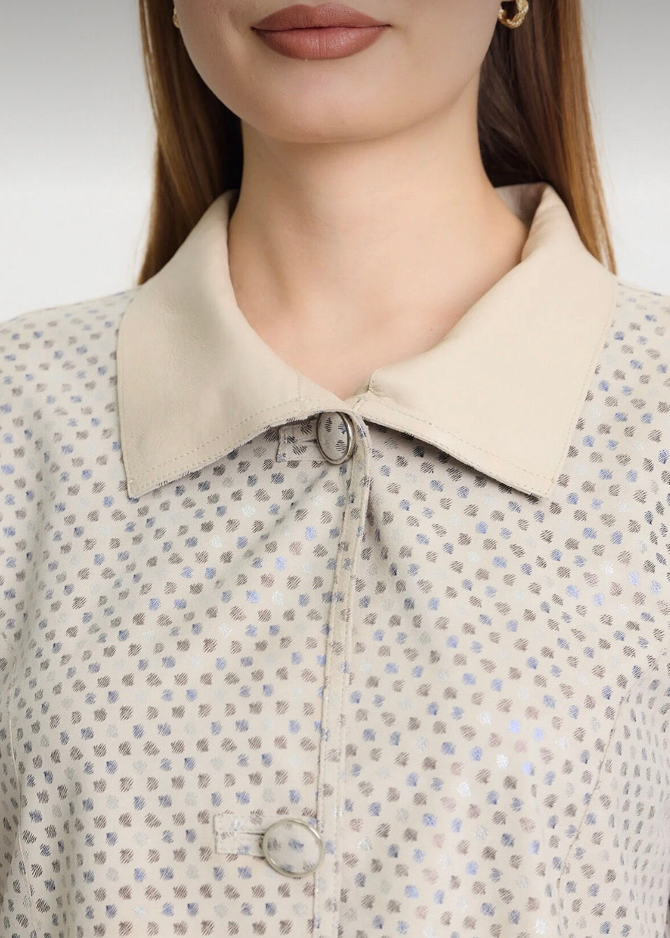 Çift Taraflı Puantiye Baskılı Kadın Trençkot