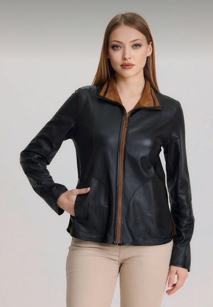 Whiskey Reversible Goat Suede Jacket for Women - Model Y